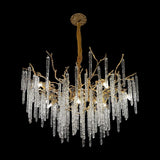 Modern Brass Branch Crystal Icicle Chandelier Luxury Hanging Pendant Light Fixture