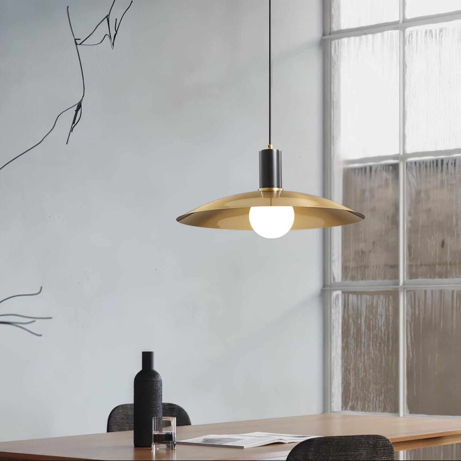 Modern Brass Flared Pendant Light for Kitchen Island and Dining Room Hanging Lamp