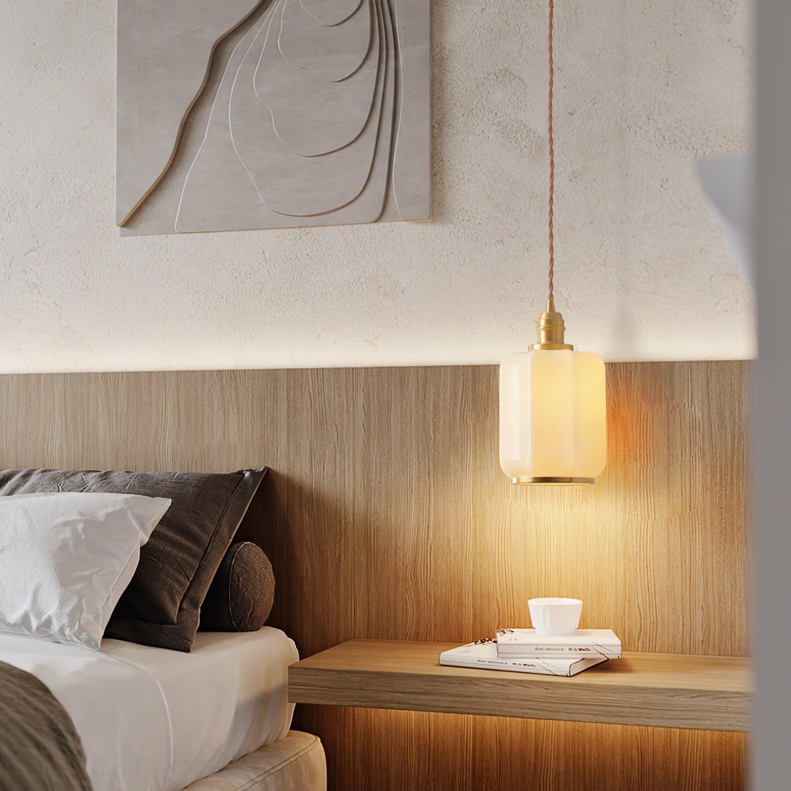 Modern Brass Funnel Pendant Light with White Glass Shade for Indoor Ceiling Lighting