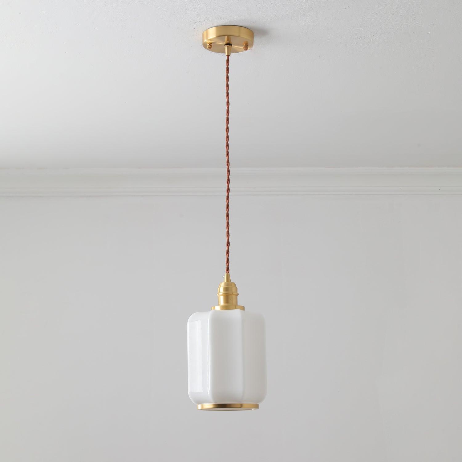 Modern Brass Funnel Pendant Light with White Glass Shade for Indoor Ceiling Lighting