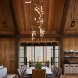Modern Brass Glass Drop Chandelier Multi Head Pendant Lighting for Luxury Living