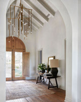 Modern Brass Glass Drop Chandelier Multi Head Pendant Lighting for Luxury Living