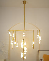 Modern Brass Glass Drop Chandelier Multi Head Pendant Lighting for Luxury Living