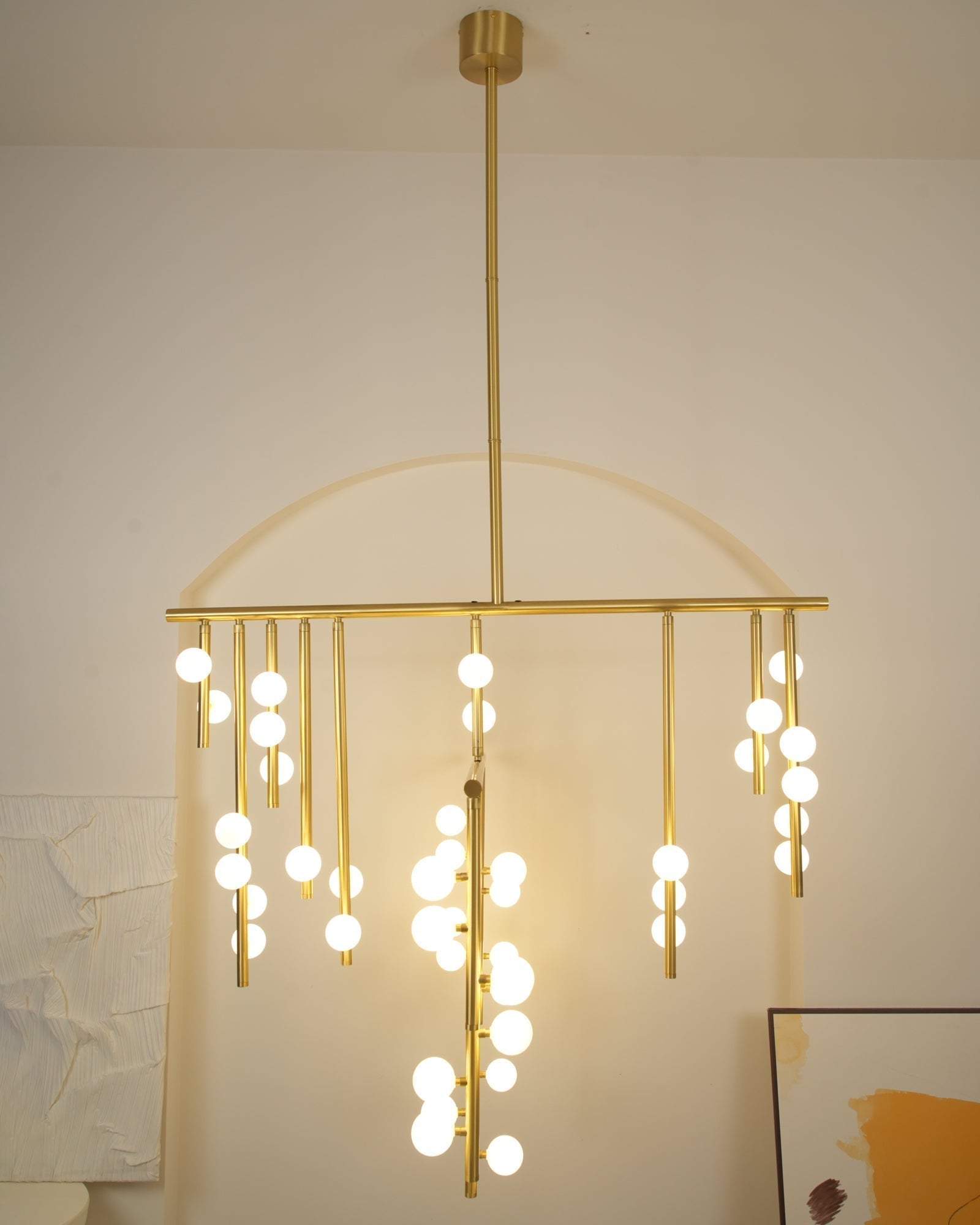 Modern Brass Glass Drop Chandelier Multi Head Pendant Lighting for Luxury Living