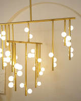 Modern Brass Glass Drop Chandelier Multi Head Pendant Lighting for Luxury Living