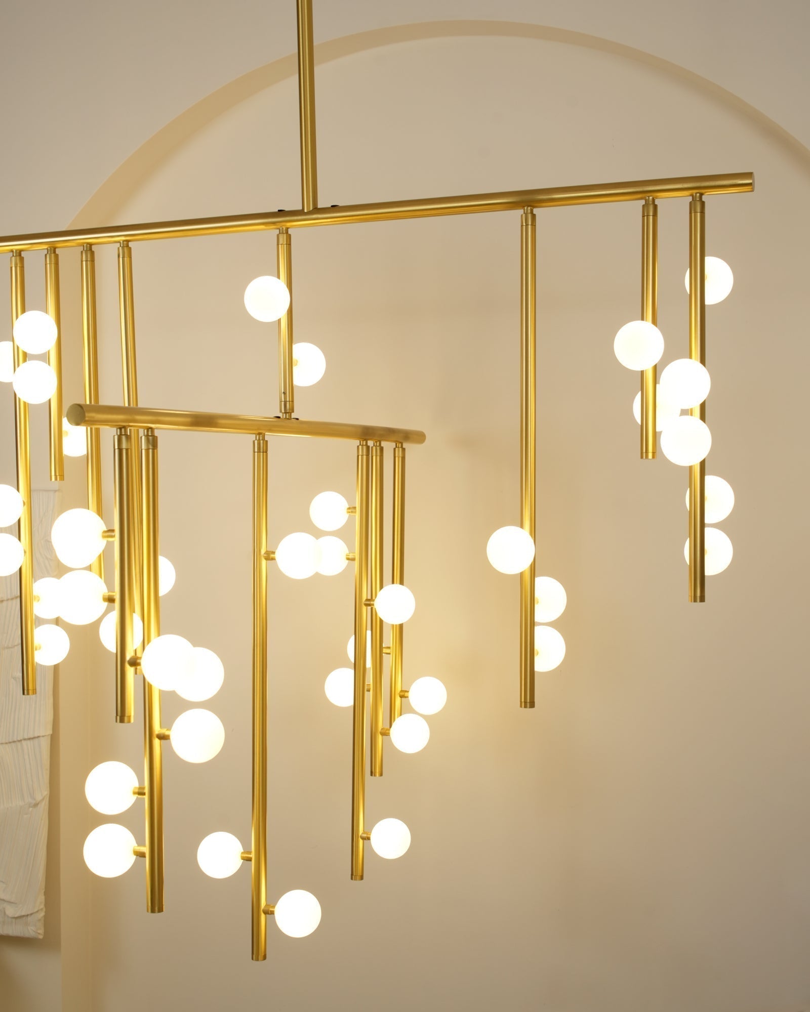 Modern Brass Glass Drop Chandelier Multi Head Pendant Lighting for Luxury Living