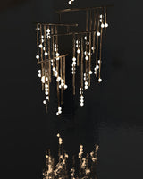 Modern Brass Glass Drop Chandelier Multi Head Pendant Lighting for Luxury Living