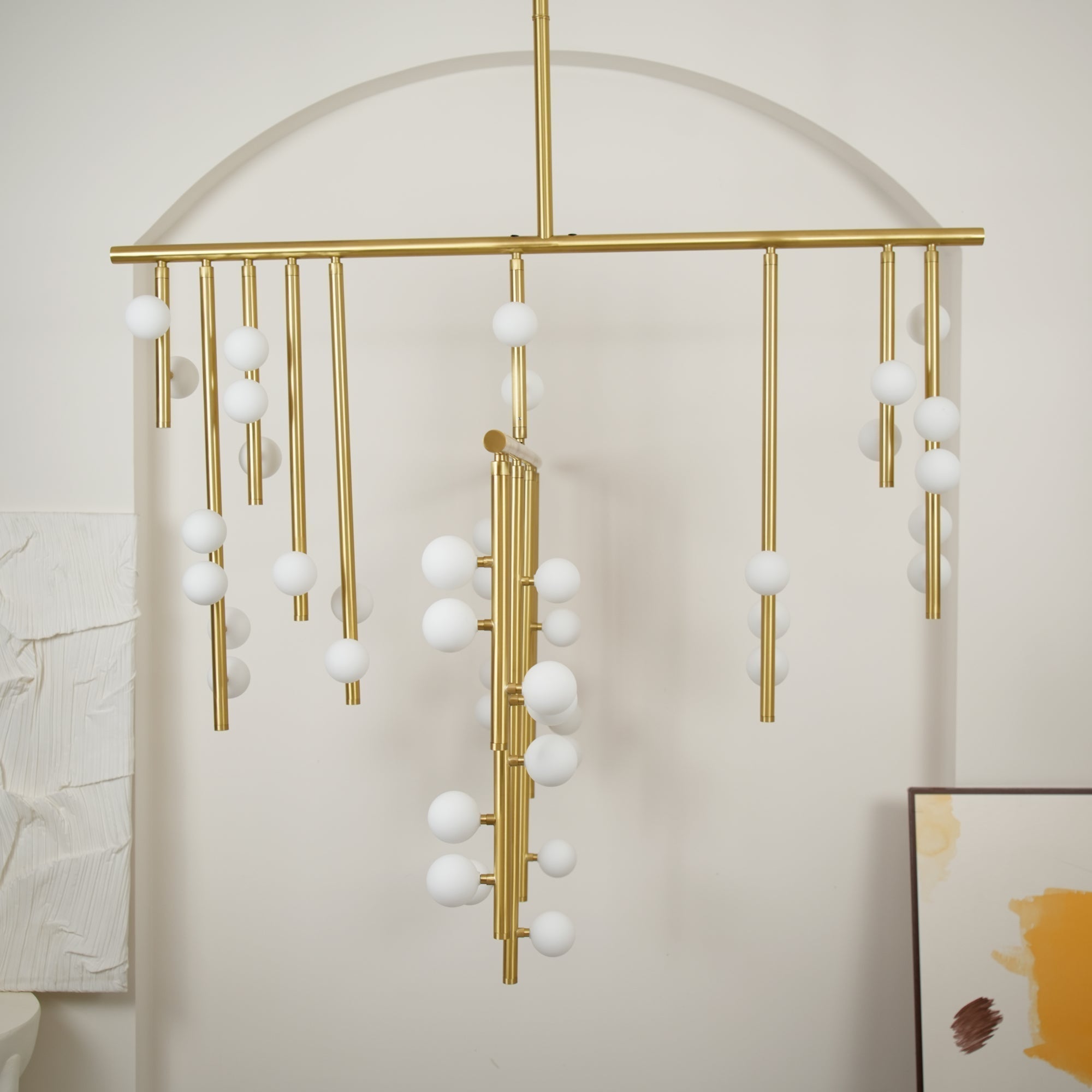 Modern Brass Glass Drop Chandelier Multi Head Pendant Lighting for Luxury Living