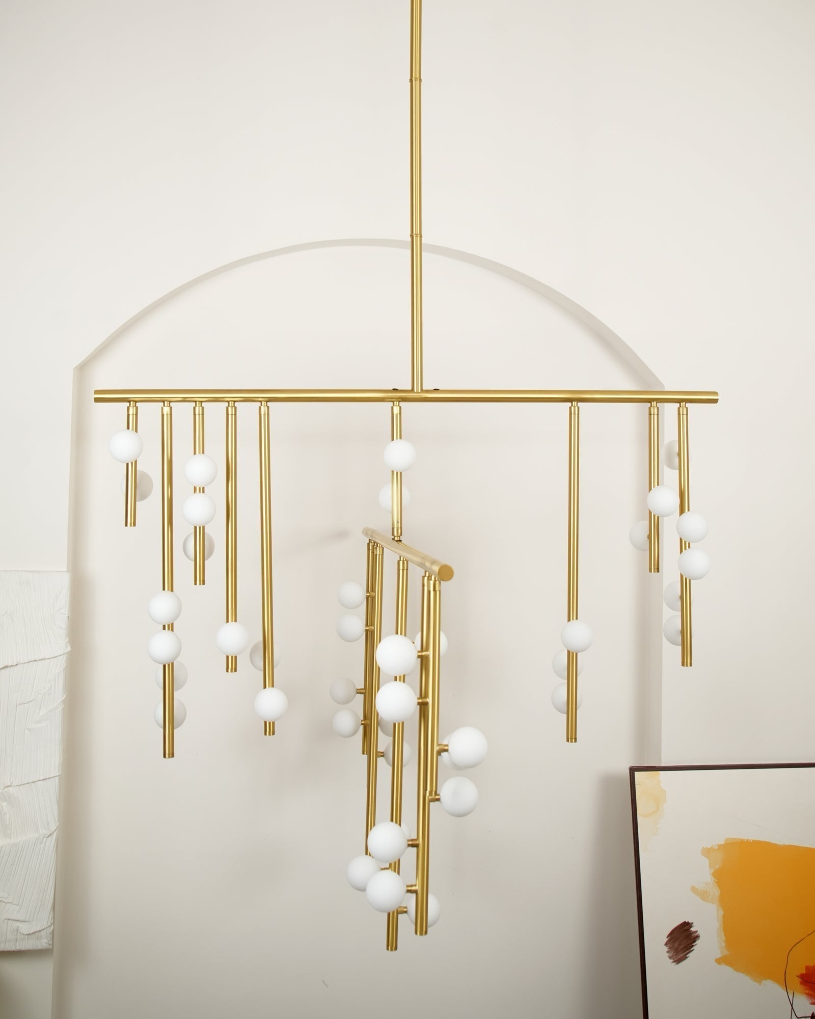 Modern Brass Glass Drop Chandelier Multi Head Pendant Lighting for Luxury Living