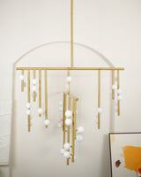 Modern Brass Glass Drop Chandelier Multi Head Pendant Lighting for Luxury Living