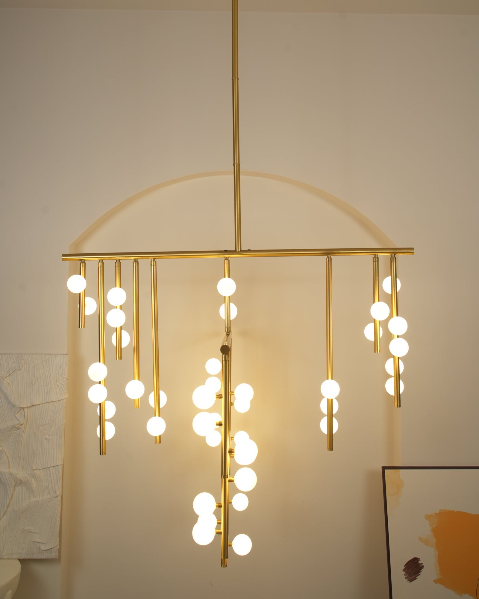 Modern Brass Glass Drop Chandelier Multi Head Pendant Lighting for Luxury Living