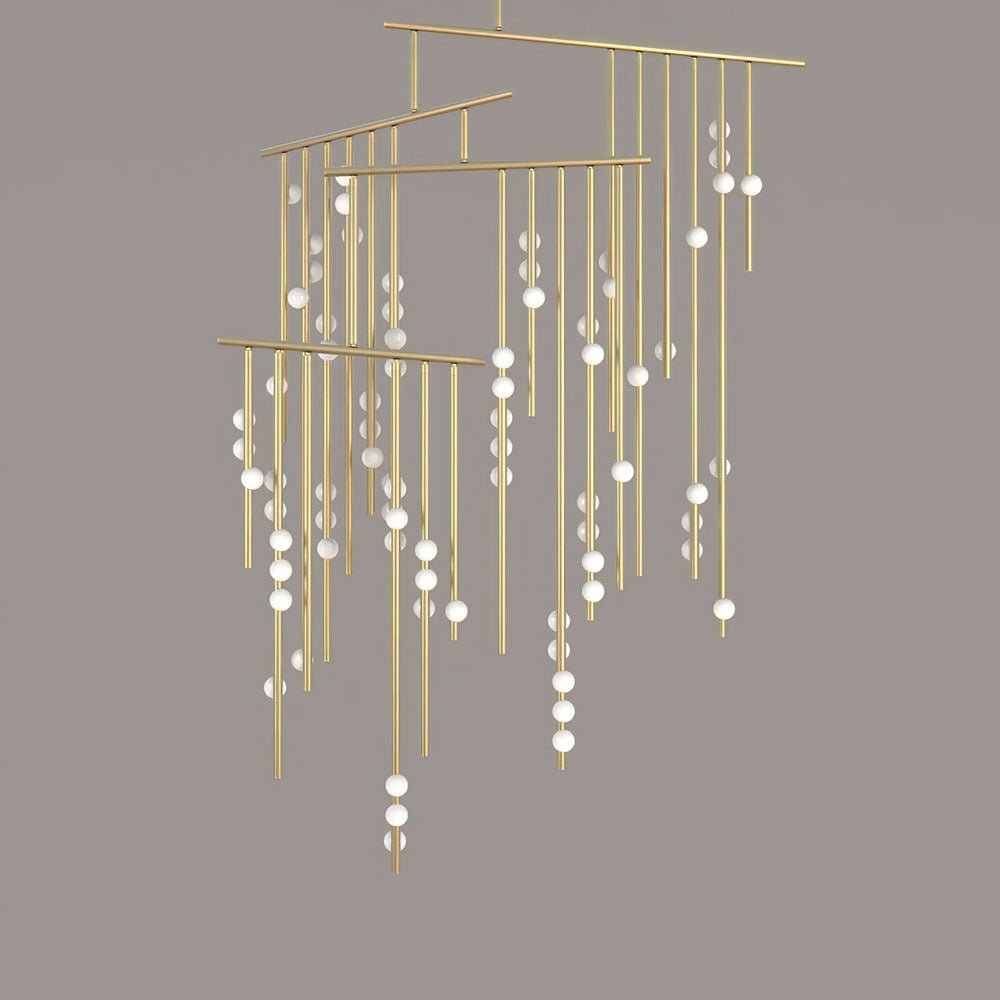 Modern Brass Glass Drop Chandelier Multi Head Pendant Lighting for Luxury Living