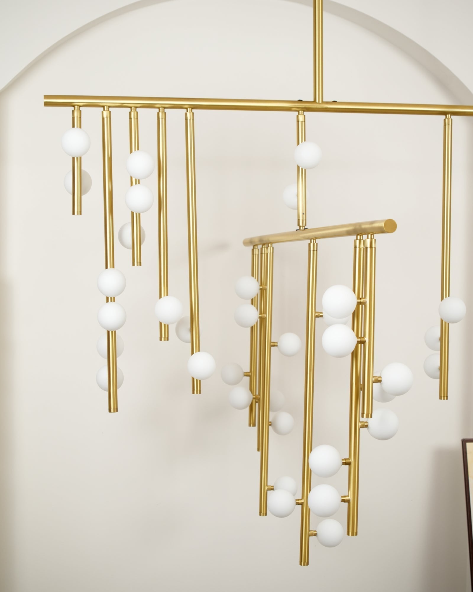 Modern Brass Glass Drop Chandelier Multi Head Pendant Lighting for Luxury Living