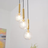 Modern Brass Glass Globe Pendant Light with Mouth Blown Spheres Nordic Chandelier