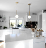 Modern Brass Glass Globe Pendant Light with Mouth Blown Spheres Nordic Chandelier