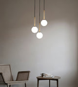 Modern Brass Glass Globe Pendant Light with Mouth Blown Spheres Nordic Chandelier