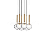 Modern Brass Glass Globe Pendant Light with Mouth Blown Spheres Nordic Chandelier