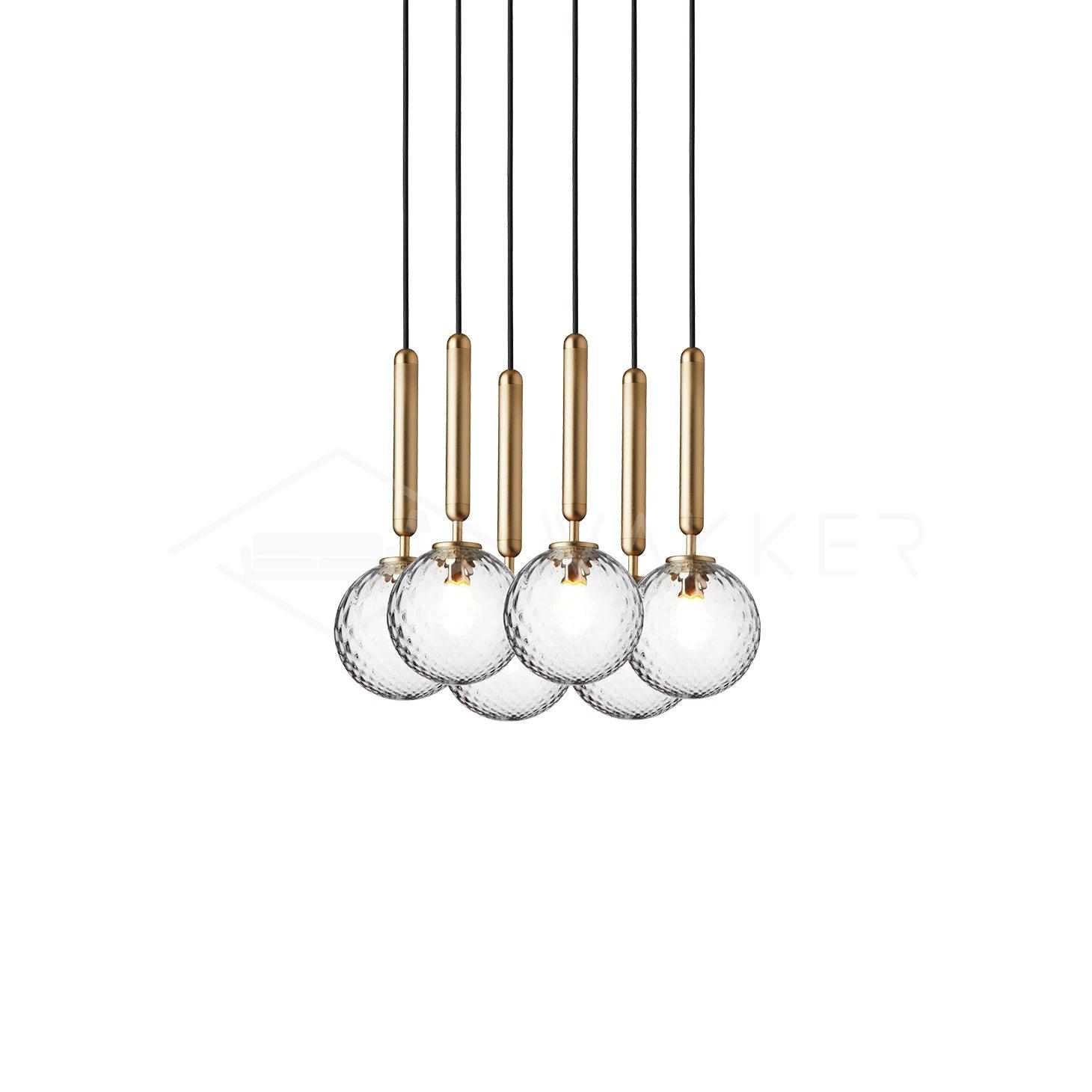 Modern Brass Glass Globe Pendant Light with Mouth Blown Spheres Nordic Chandelier