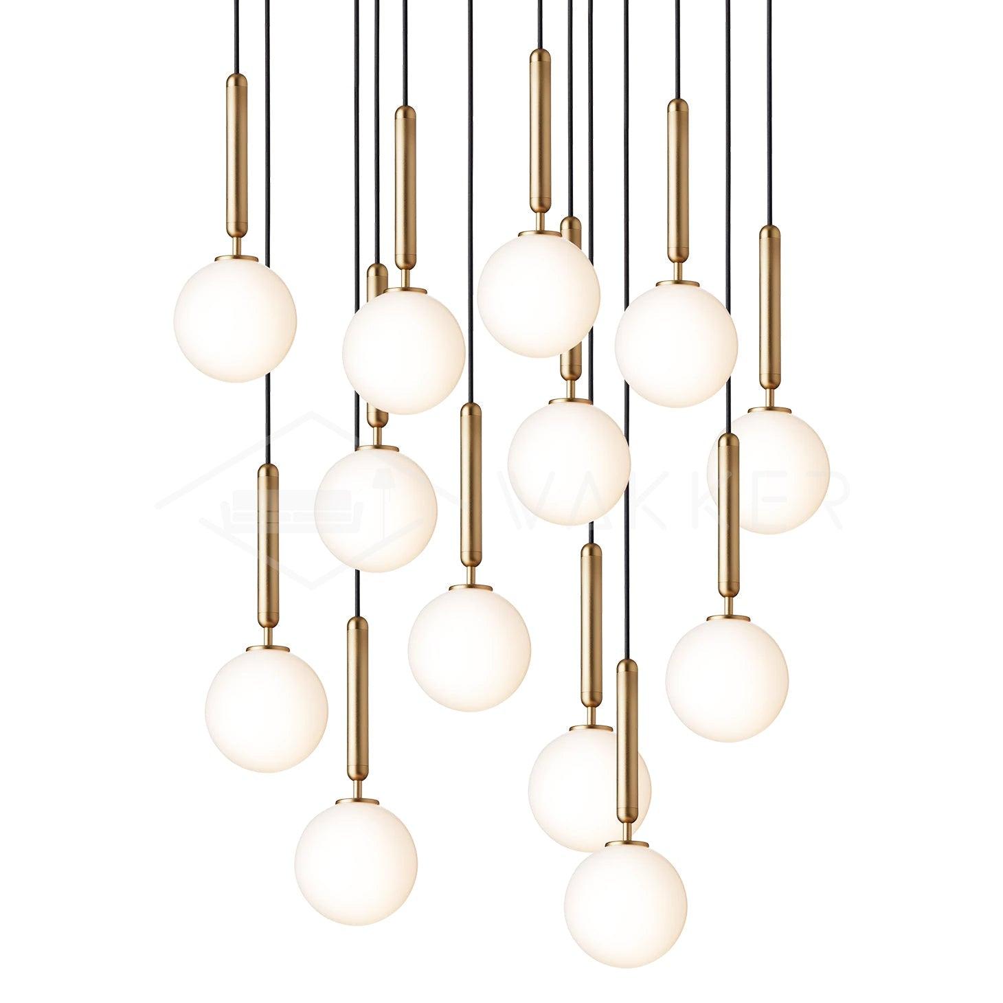 Modern Brass Glass Globe Pendant Light with Mouth Blown Spheres Nordic Chandelier