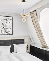 Modern Brass Glass Globe Pendant Light with Mouth Blown Spheres Nordic Chandelier