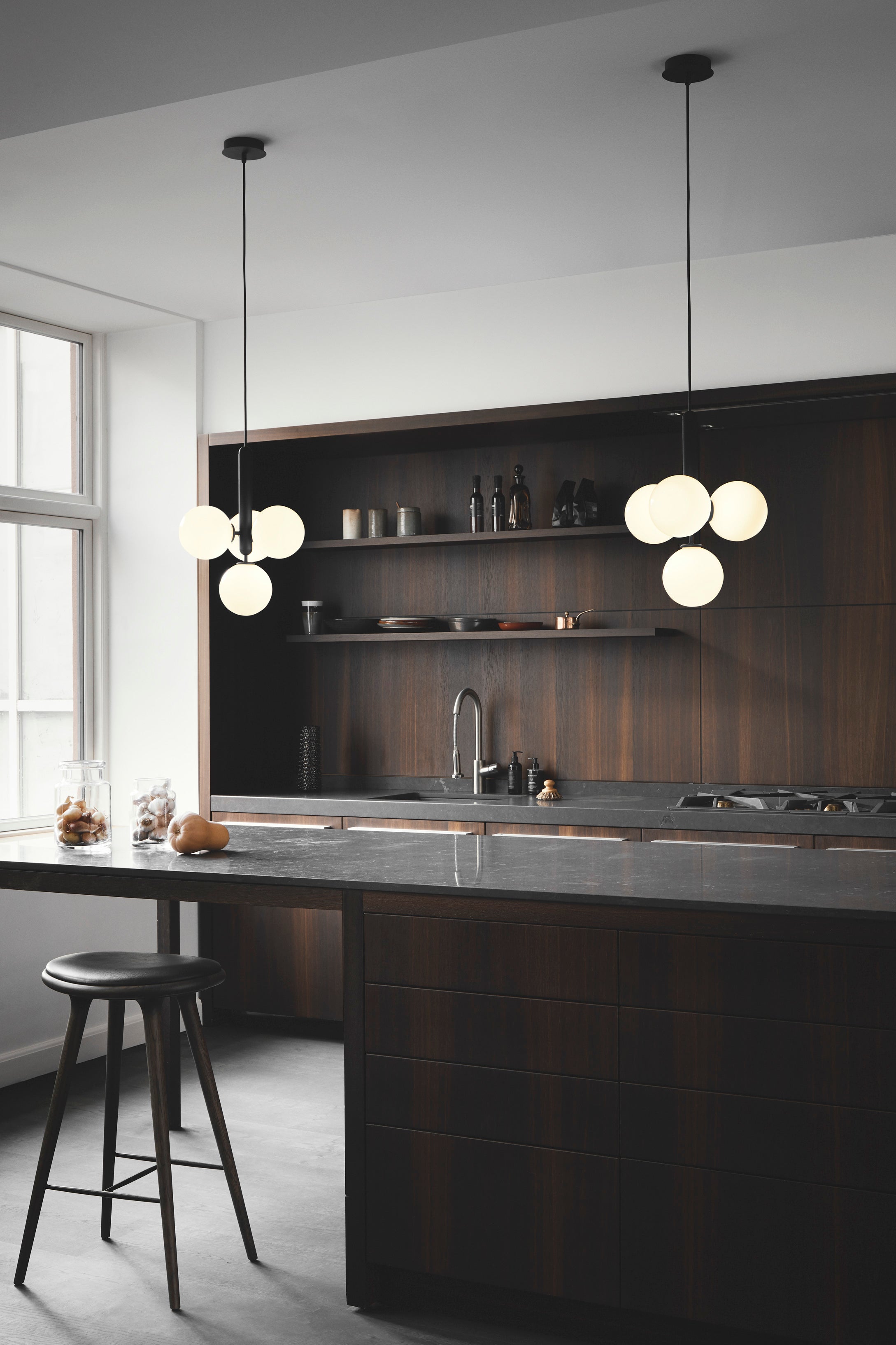 Modern Brass Glass Globe Pendant Light with Mouth Blown Spheres Nordic Chandelier