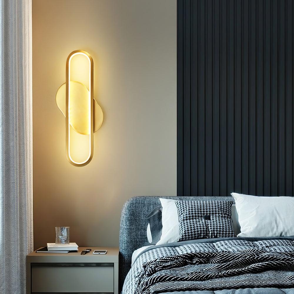Modern Brass LED Oval Wall Sconce Set for Luxury Indoor Lighting Decor