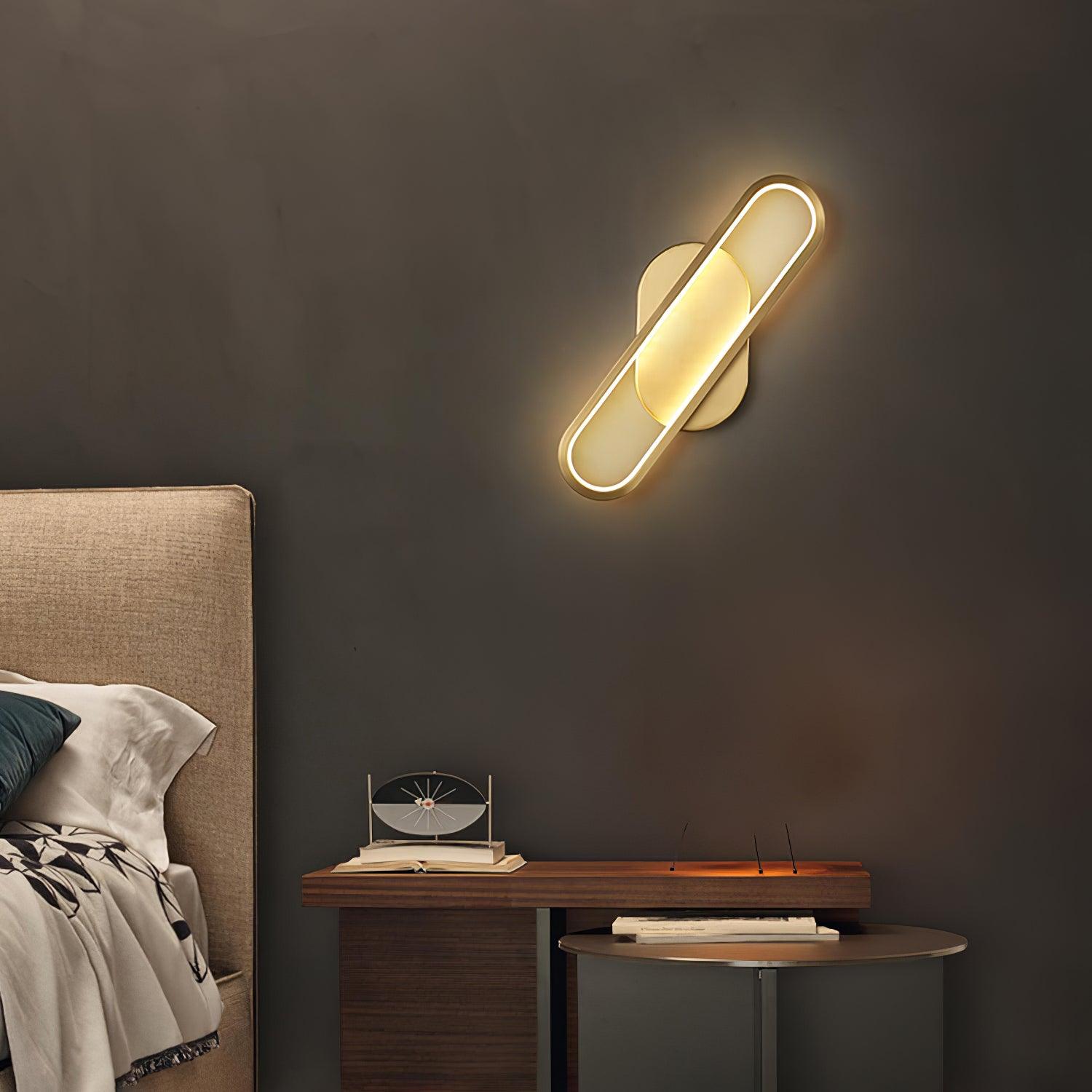 Modern Brass LED Oval Wall Sconce Set for Luxury Indoor Lighting Decor