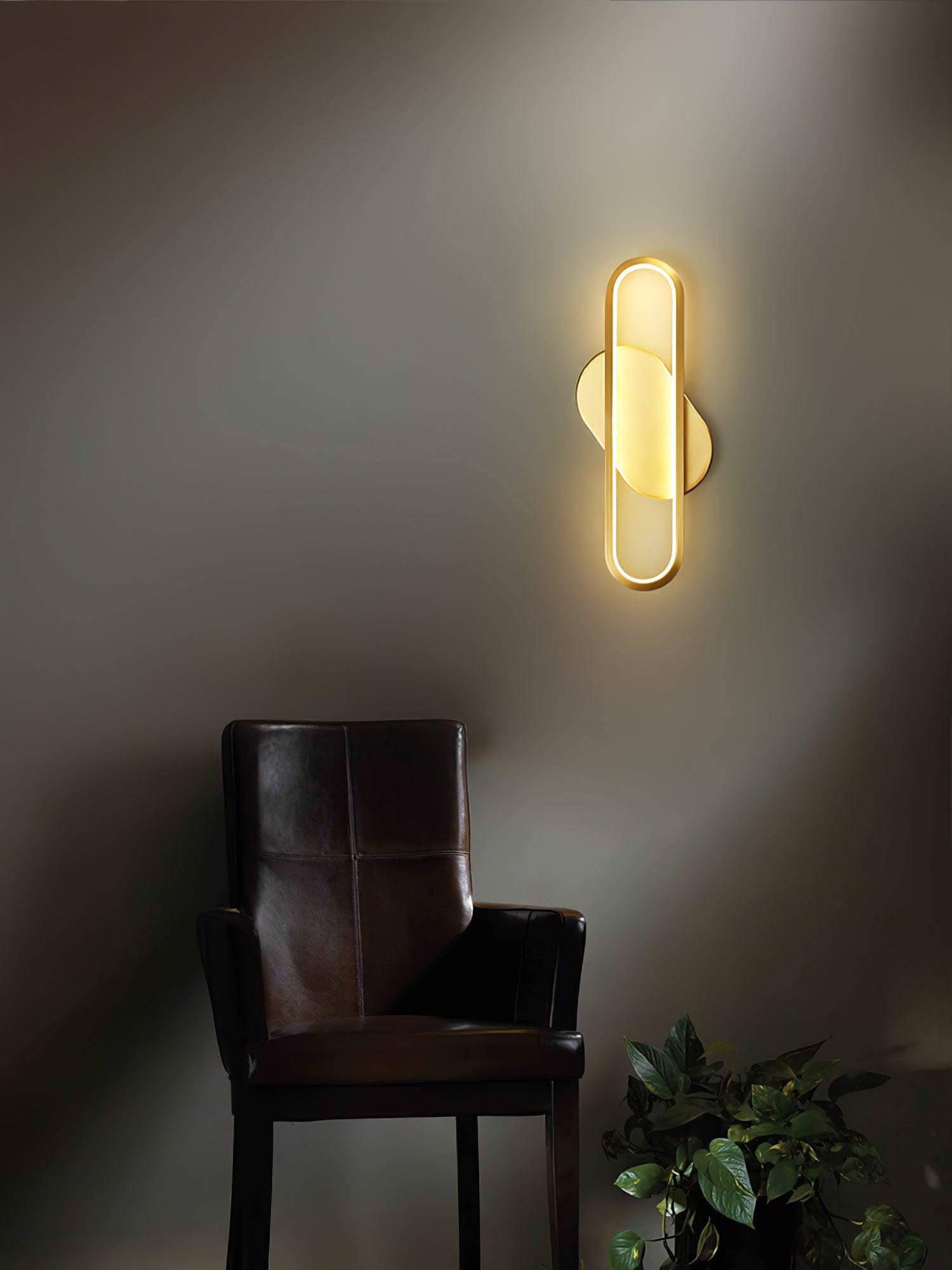 Modern Brass LED Oval Wall Sconce Set for Luxury Indoor Lighting Decor
