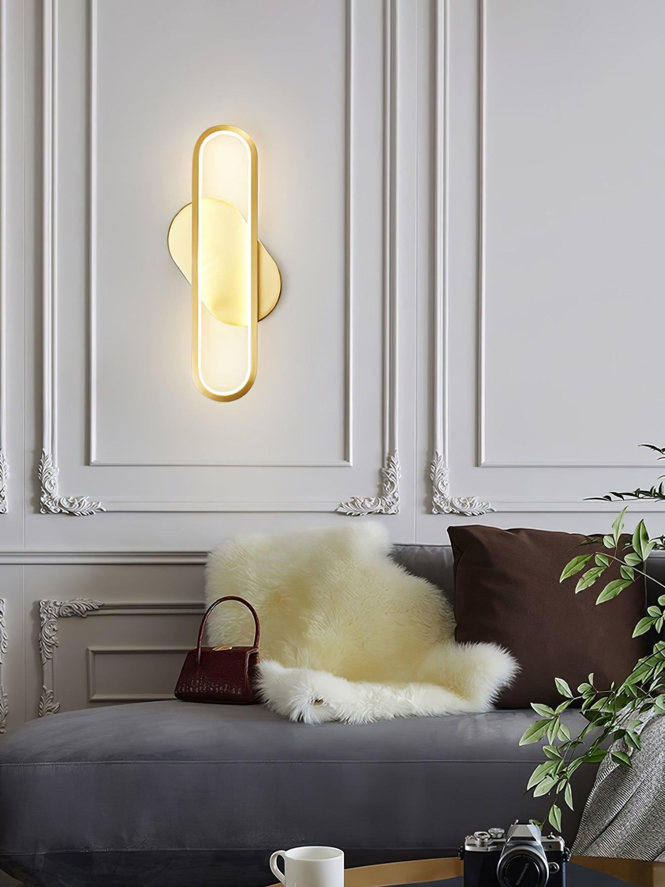 Modern Brass LED Oval Wall Sconce Set for Luxury Indoor Lighting Decor