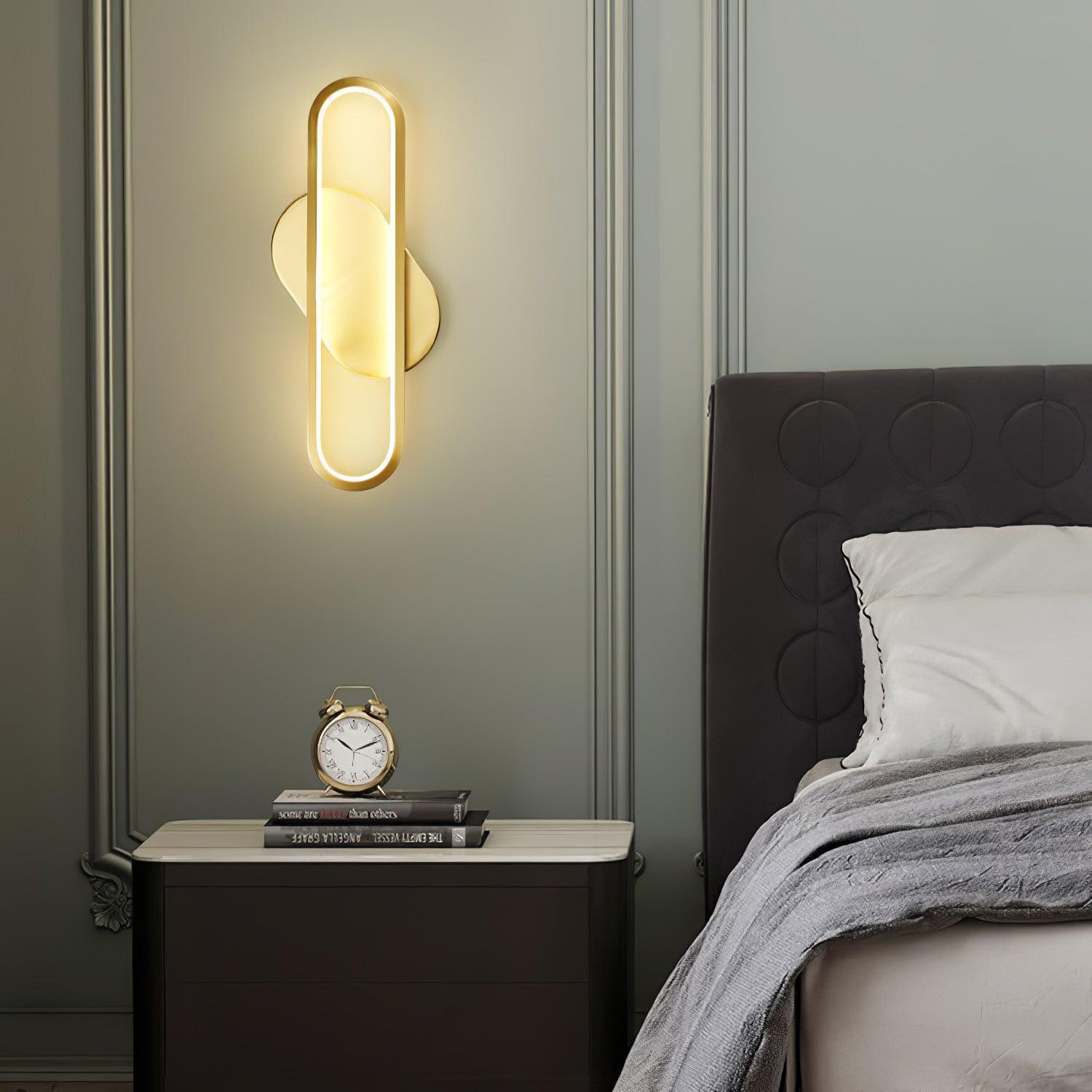Modern Brass LED Oval Wall Sconce Set for Luxury Indoor Lighting Decor