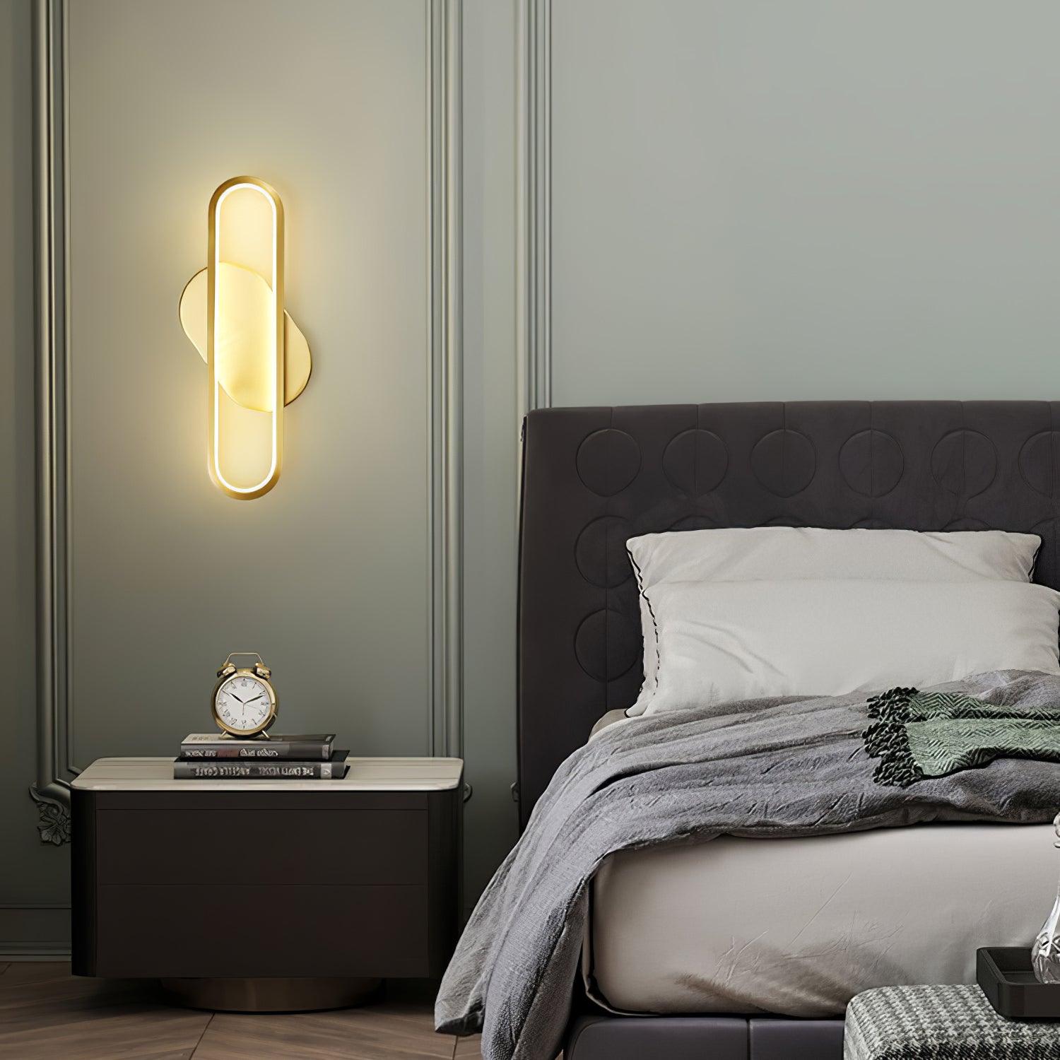 Modern Brass LED Oval Wall Sconce Set for Luxury Indoor Lighting Decor