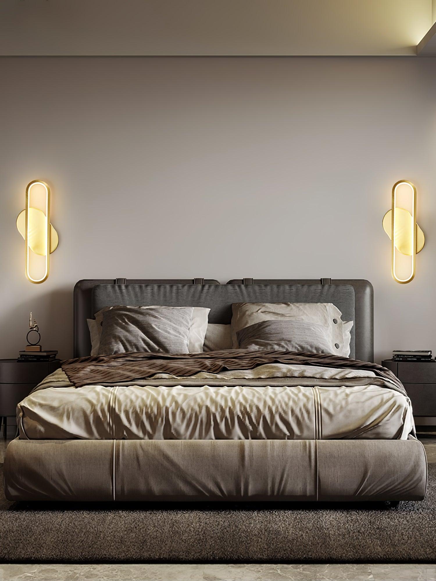 Modern Brass LED Oval Wall Sconce Set for Luxury Indoor Lighting Decor