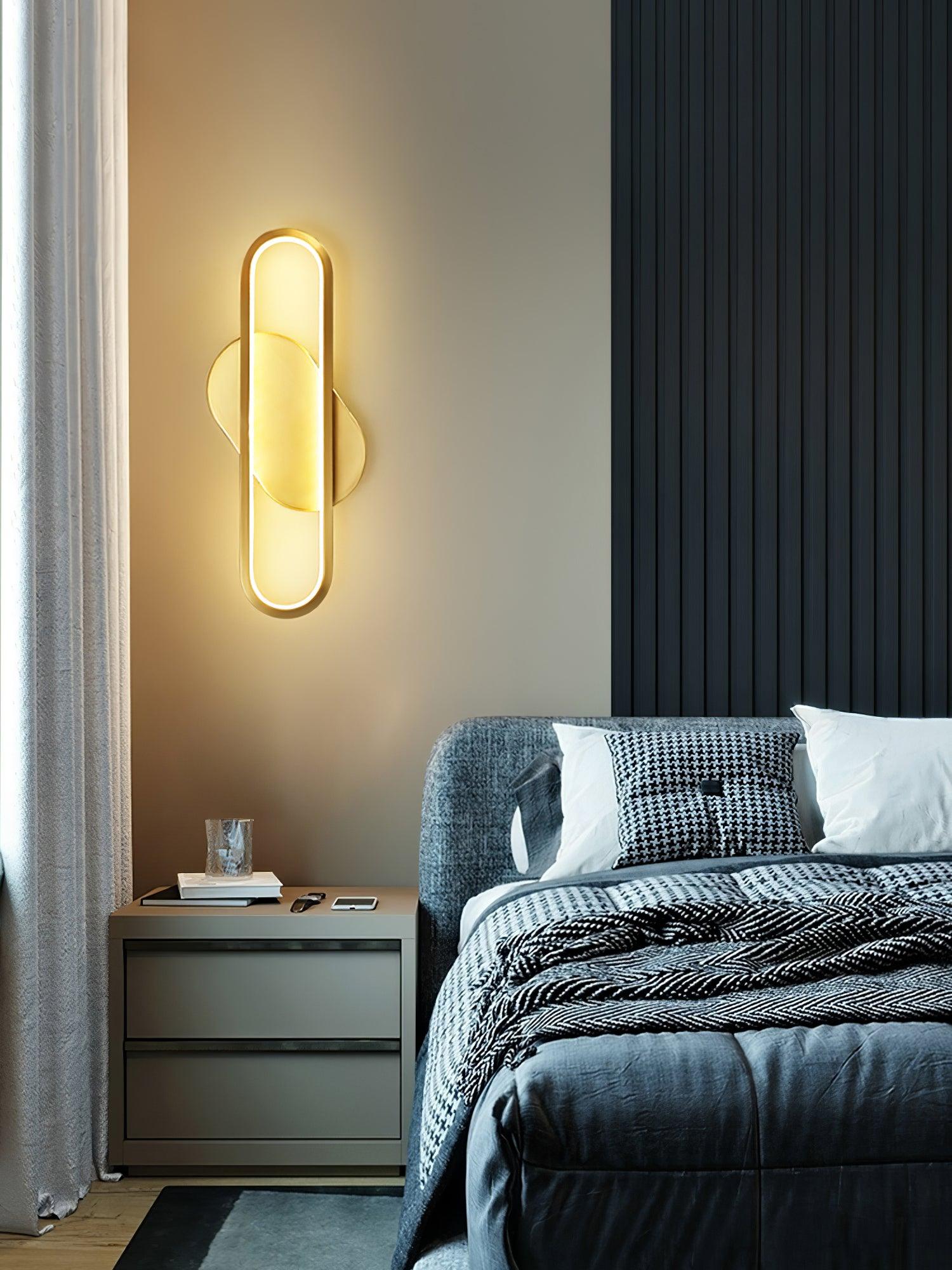 Modern Brass LED Oval Wall Sconce Set for Luxury Indoor Lighting Decor