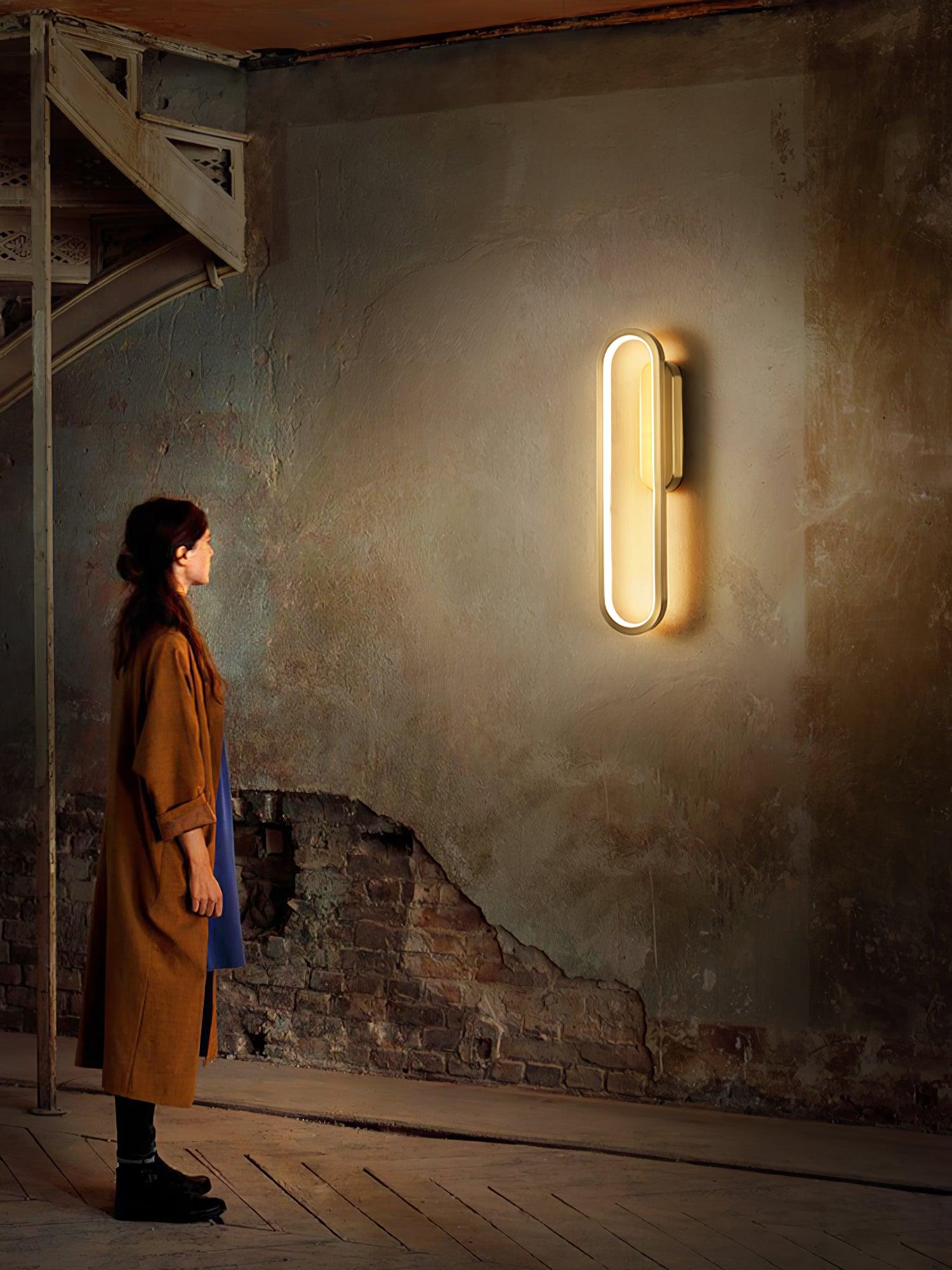 Modern Brass LED Oval Wall Sconce Set for Luxury Indoor Lighting Decor
