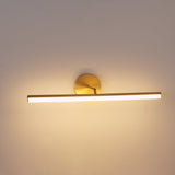 Modern Brass LED Vanity Light Set of 2 Minimalist Bathroom Wall Sconce Linear Mirror Lamp