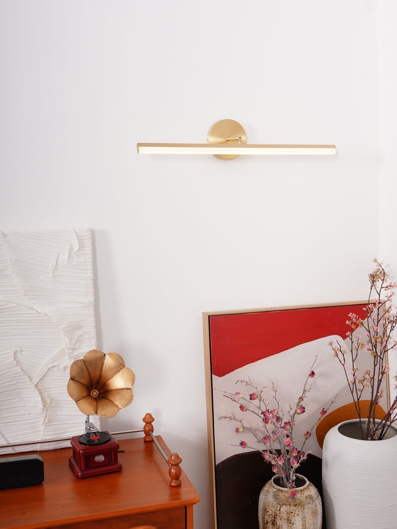Modern Brass LED Vanity Light Set of 2 Minimalist Bathroom Wall Sconce Linear Mirror Lamp