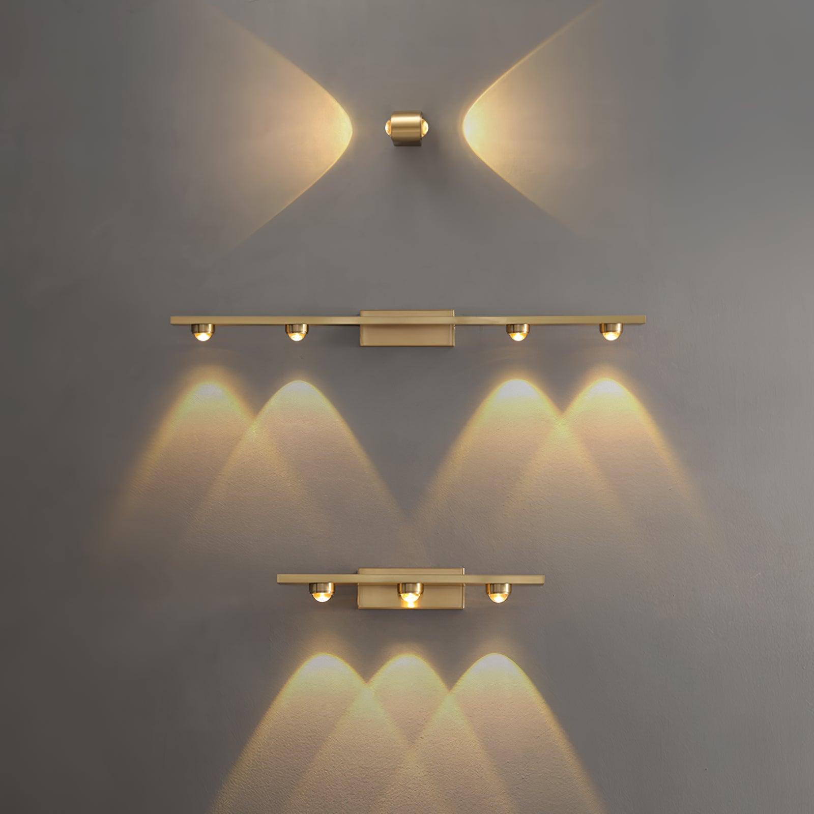 Modern Brass LED Wall Lamp with Glass Shade and Integrated Halo Light Effect