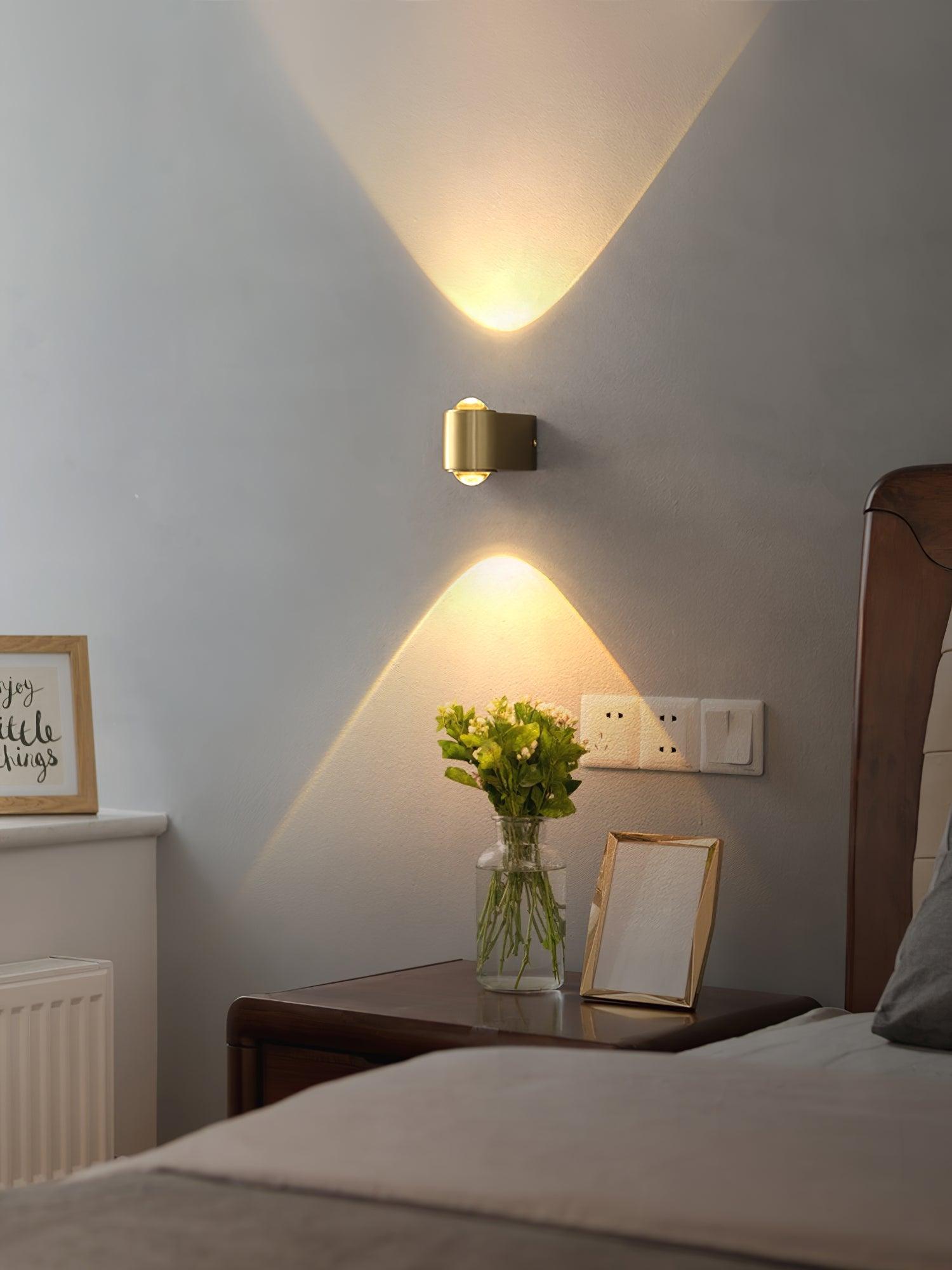 Modern Brass LED Wall Lamp with Glass Shade and Integrated Halo Light Effect