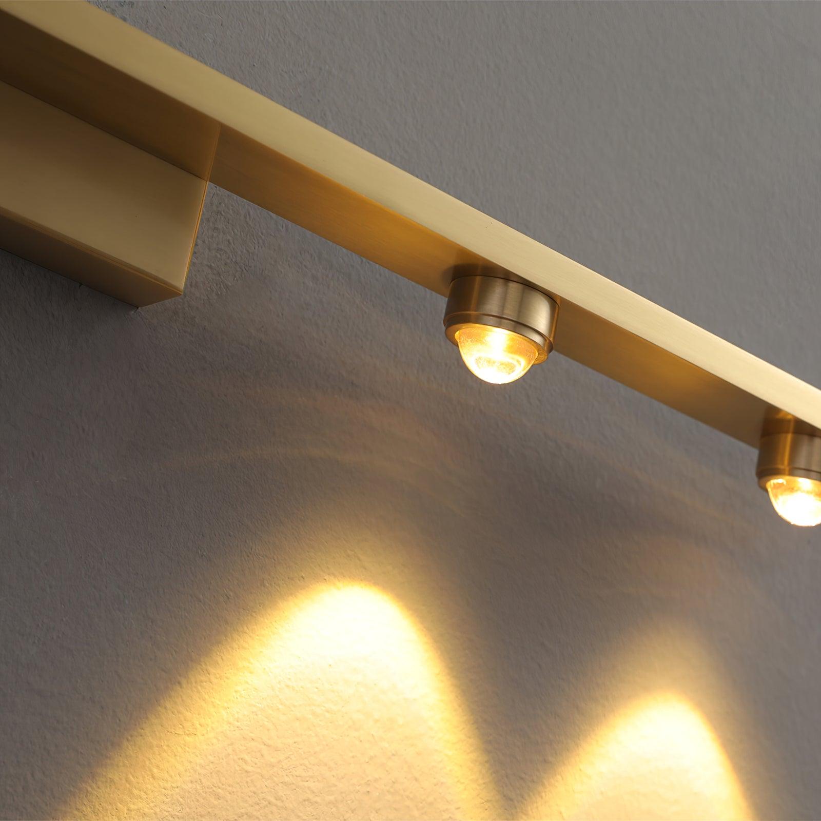 Modern Brass LED Wall Lamp with Glass Shade and Integrated Halo Light Effect