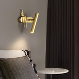 Modern Brass LED Wall Spotlight Adjustable Slim Copper Sconce Lighting