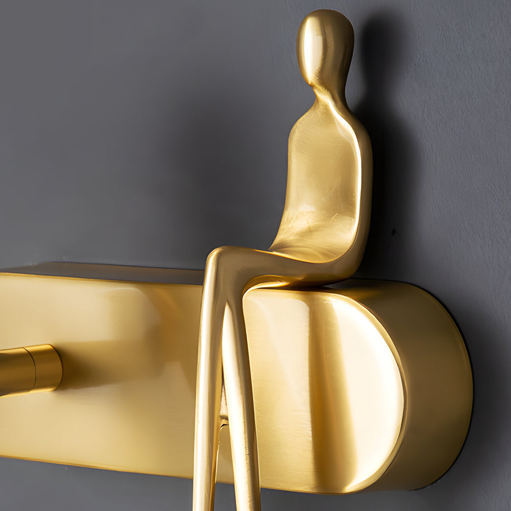 Modern Brass LED Wall Spotlight Adjustable Slim Copper Sconce Lighting