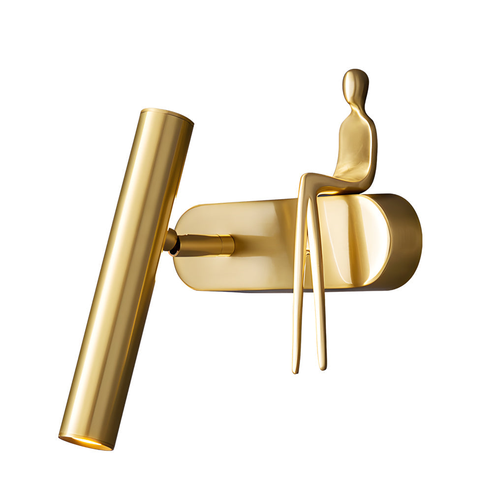 Modern Brass LED Wall Spotlight Adjustable Slim Copper Sconce Lighting