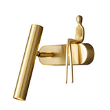 Modern Brass LED Wall Spotlight Adjustable Slim Copper Sconce Lighting