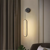Modern Brass Oval LED Wall Sconce Slim Vertical Geometric Indoor Lighting Fixture