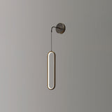 Modern Brass Oval LED Wall Sconce Slim Vertical Geometric Indoor Lighting Fixture