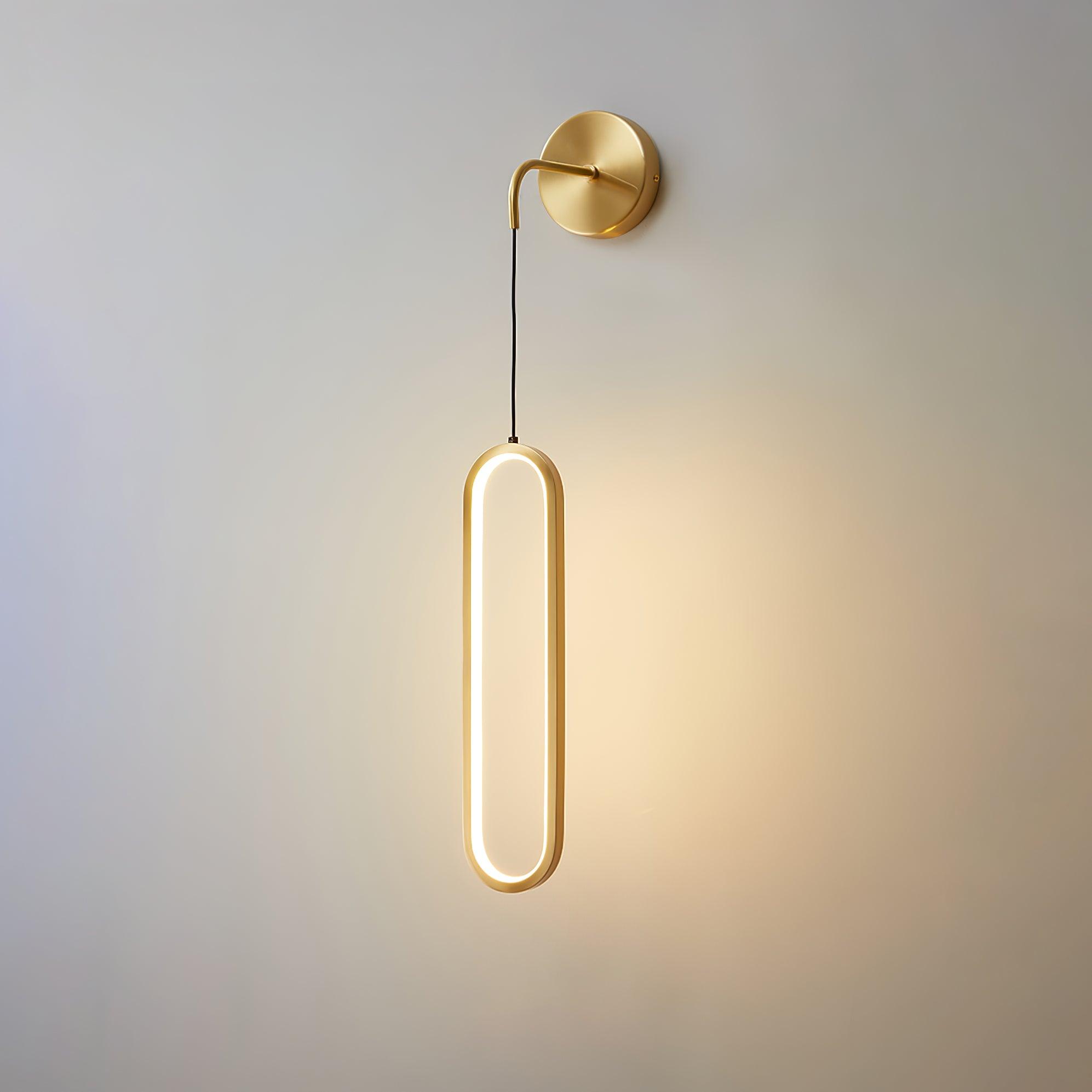 Modern Brass Oval LED Wall Sconce Slim Vertical Geometric Indoor Lighting Fixture