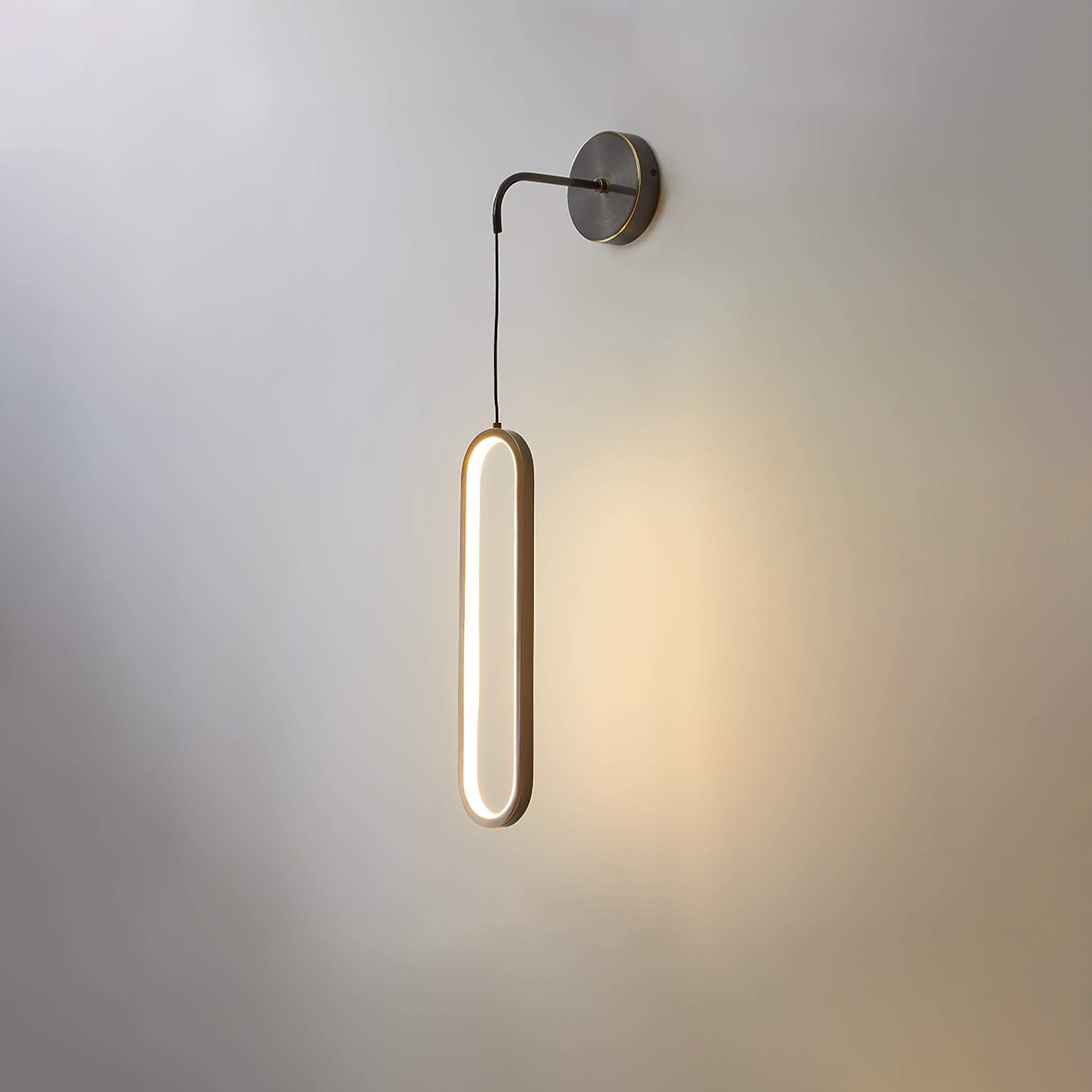 Modern Brass Oval LED Wall Sconce Slim Vertical Geometric Indoor Lighting Fixture