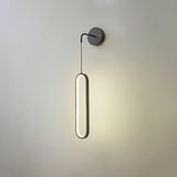 Modern Brass Oval LED Wall Sconce Slim Vertical Geometric Indoor Lighting Fixture
