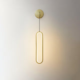 Modern Brass Oval LED Wall Sconce Slim Vertical Geometric Indoor Lighting Fixture