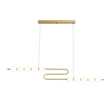 Modern Brass Pearl Chain Pendant Lamp with White Acrylic Globe LED Ceiling Light